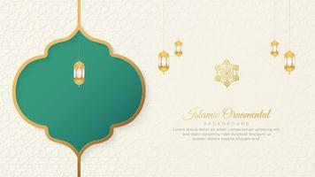 Islamic Arabic Green and White Luxury Background with Geometric pattern and Beautiful Ornament vector