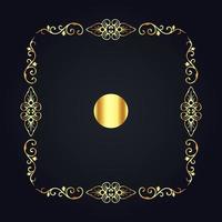 Vintage floral frame gold with black background vector