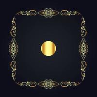 Vintage floral frame gold with black background vector