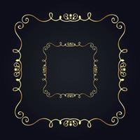 Vintage floral frame gold with black background vector