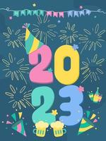 Happy new year 2023. New year celebration carnival. vector