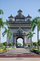 Patuxai Victory Monument or Victory Gate Landmark of Vientiane City of Laos photo