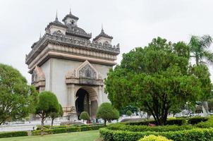 Patuxai Victory Monument or Victory Gate Landmark of Vientiane City of Laos photo