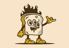 Illustration mascot design of white bread with hands and feet vector