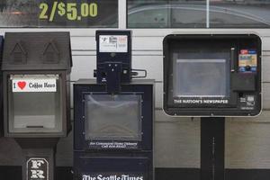 WASHINGTON, USA  April 08 2022  Empty Newspaper Vending Machines in America. photo