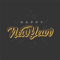 Happy New Year 2023 Lettering. Holiday Vector Illustration. Greeting card design template with typography label