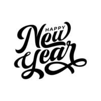 Calligraphic lettering composition of Happy New Year 2023 on white background. Vector illustration. Handwritten