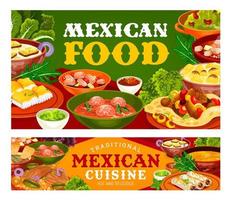 Mexican meat and fish food dishes with vegetables vector