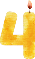 watercolor number 4 candle png