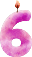 watercolor number 6 candle png