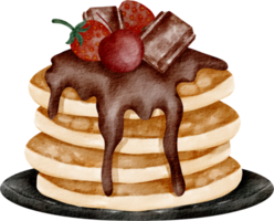 postre de panqueques de acuarela de chocolate png