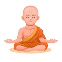 Monk character buddhist religion people cartoon illustration vector