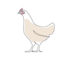 Chicken. Mono line, single line art, continuous line vector