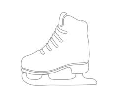 ice skating skate, hand-drawn, continuous mono line, one line art vector