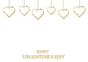 Glitter gold hearts on white background. Great for valentine and mother's day cards, wedding invitations, party posters and flyers. Lettering Valentine day card Illustration vector