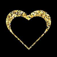 Valentine's day, poster design element. Heart on a black background.Yellow dots glitter metallic decor.Design for wedding card, valentine, save the date vector