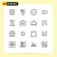 Set of 16 Vector Outlines on Grid for bar sign watch basic hour sweet Editable Vector Design Elements