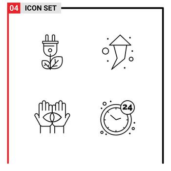 Mobile Interface Line Set of 4 Pictograms of biomass medium power up occult Editable Vector Design Elements