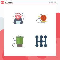 Set of 4 Commercial Flat Icons pack for confirm gift target focus present Editable Vector Design Elements