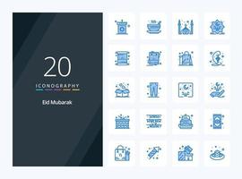 20 Eid Mubarak Blue Color icon for presentation vector