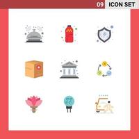Set of 9 Modern UI Icons Symbols Signs for plus commerce protect box verify Editable Vector Design Elements