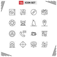 Set of 16 Modern UI Icons Symbols Signs for lens book cinema graduate pokemon Editable Vector Design Elements