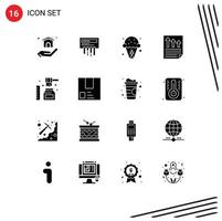 16 Universal Solid Glyphs Set for Web and Mobile Applications healthy page food document arrows Editable Vector Design Elements