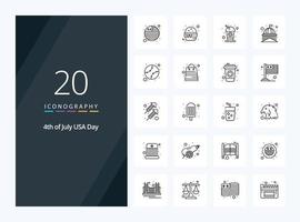 20 Usa Outline icon for presentation vector