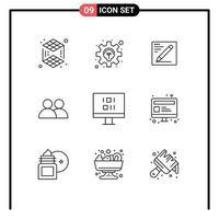 Outline Pack of 9 Universal Symbols of sync computer pencil twitter contact Editable Vector Design Elements