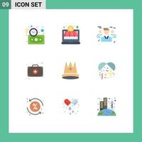 9 Thematic Vector Flat Colors and Editable Symbols of empire crown friends doctor bag Editable Vector Design Elements