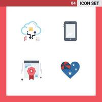 Editable Vector Line Pack of 4 Simple Flat Icons of cloud iphone arrow smart phone quality Editable Vector Design Elements