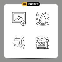 4 Universal Line Signs Symbols of add reload drop spa couch Editable Vector Design Elements