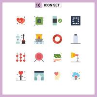 Group of 16 Flat Colors Signs and Symbols for tool cleaner security bathroom layout Editable Pack of Creative Vector Design Elements