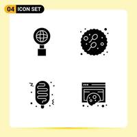 4 User Interface Solid Glyph Pack of modern Signs and Symbols of globe fast adult sperm cookies Editable Vector Design Elements