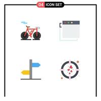 4 paquete de iconos planos de interfaz de usuario de signos y símbolos modernos de aplicaciones de corazón de bicicleta elementos de diseño vectorial editables objetivo logístico vector