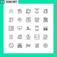 Set of 25 Modern UI Icons Symbols Signs for headphones light coffee lamp furniture Editable Vector Design Elements