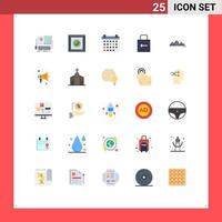 Set of 25 Modern UI Icons Symbols Signs for landscape security calendar lock pad arrow Editable Vector Design Elements