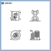 Universal Icon Symbols Group of 4 Modern Filledline Flat Colors of bar address paper dna helix contact Editable Vector Design Elements