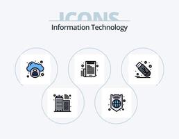 Information Technology Line Filled Icon Pack 5 Icon Design. . telecommunication. folder. radio. link vector