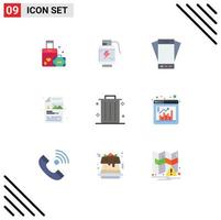 Flat Color Pack of 9 Universal Symbols of business file device process tilt Editable Vector Design Elements