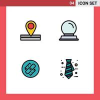 User Interface Pack of 4 Basic Filledline Flat Colors of map connection glass stand link business Editable Vector Design Elements