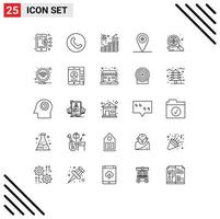 Stock Vector Icon Pack of 25 Line Signs and Symbols for targeting search investment soldier military Editable Vector Design Elements