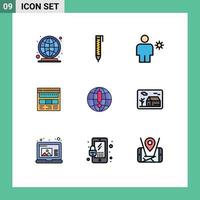 Universal Icon Symbols Group of 9 Modern Filledline Flat Colors of web corporate body business website Editable Vector Design Elements