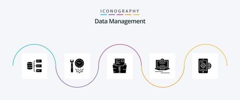 paquete de iconos de glifo 5 de gestión de datos que incluye . expediente . preferencias documento . Código Postal vector