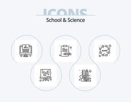 School And Science Line Icon Pack 5 Icon Design. galaxy. pen. board. literature. books vector