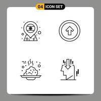 conjunto de 4 iconos de interfaz de usuario modernos símbolos signos para ubicación desayuno india usuario alimentos elementos de diseño vectorial editables vector