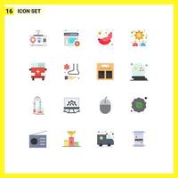 Pictogram Set of 16 Simple Flat Colors of land teamwork online strategy breakfast Editable Pack of Creative Vector Design Elements