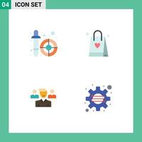 Pack of 4 creative Flat Icons of color picker manager pipette love business Editable Vector Design Elements