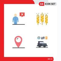 Set of 4 Vector Flat Icons on Grid for business grain human crop location Editable Vector Design Elements