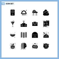 16 Universal Solid Glyphs Set for Web and Mobile Applications beach server car cloud wifi Editable Vector Design Elements